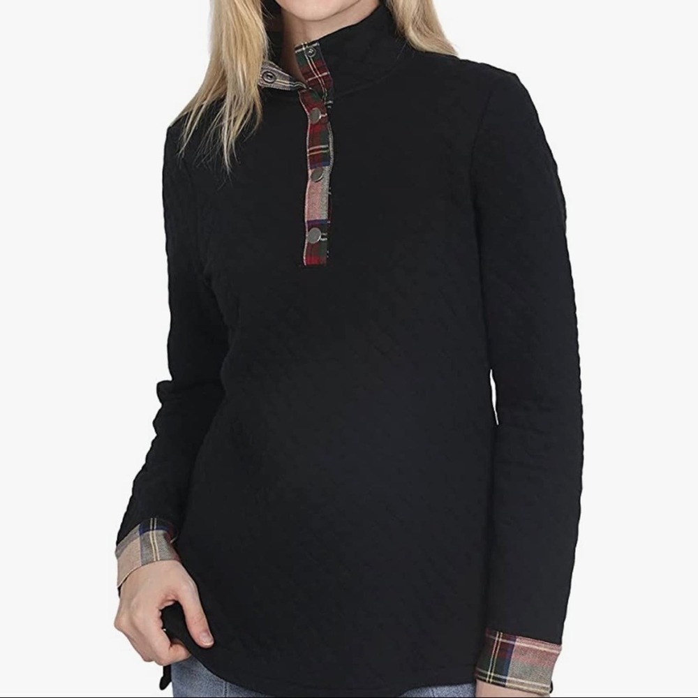 ADDHEAT High Neck Quilted Pattern Pullover Sweatshirt